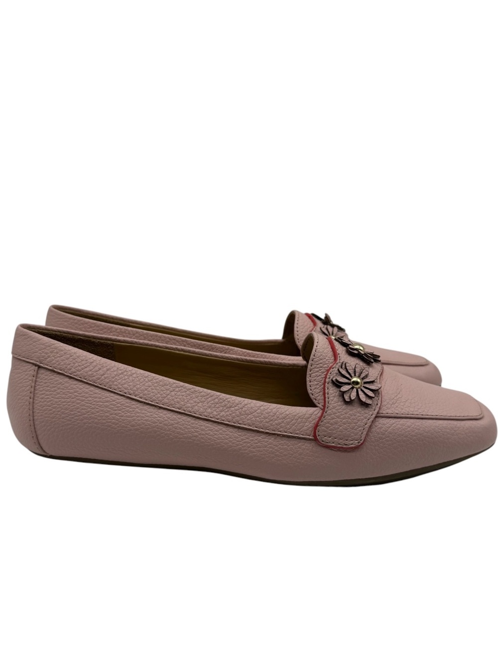 Talbots Loafers Size 7 Pink Leather Flats Flower Colorful Feminine Preppy Womens - Picture 2 of 11